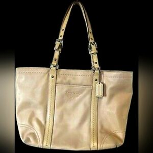 COACH East West Tan Leather Tote Bag Shoulder Handbag Purse